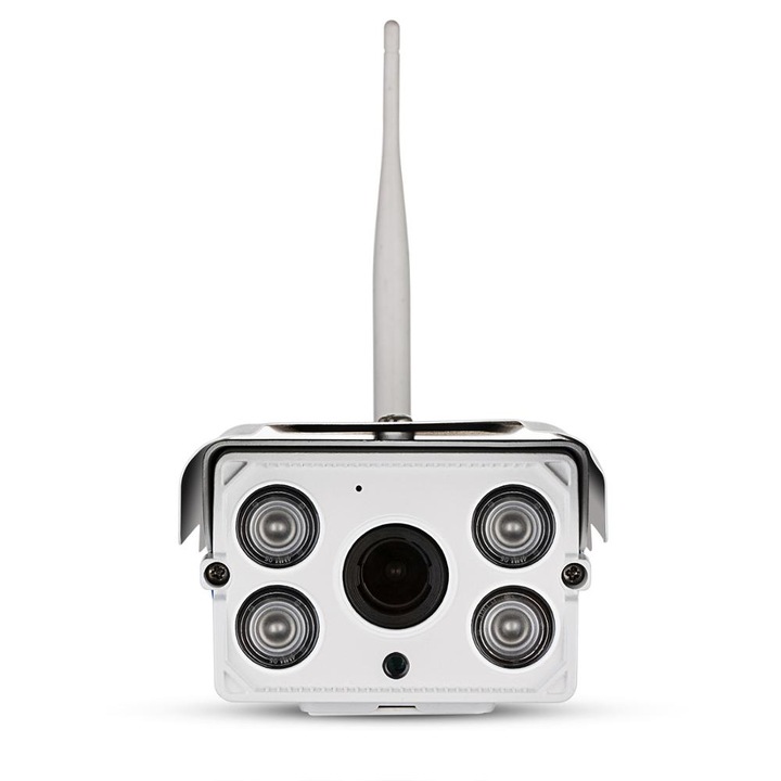 Camera de supraveghere IP WIFI Sricam™ SH027 Plus SriHome Exterior, FullHD 2MP 1080p, Zoom, Conectare Telefon / PC, night vision, rezistenta la apa, senzor miscare, alb