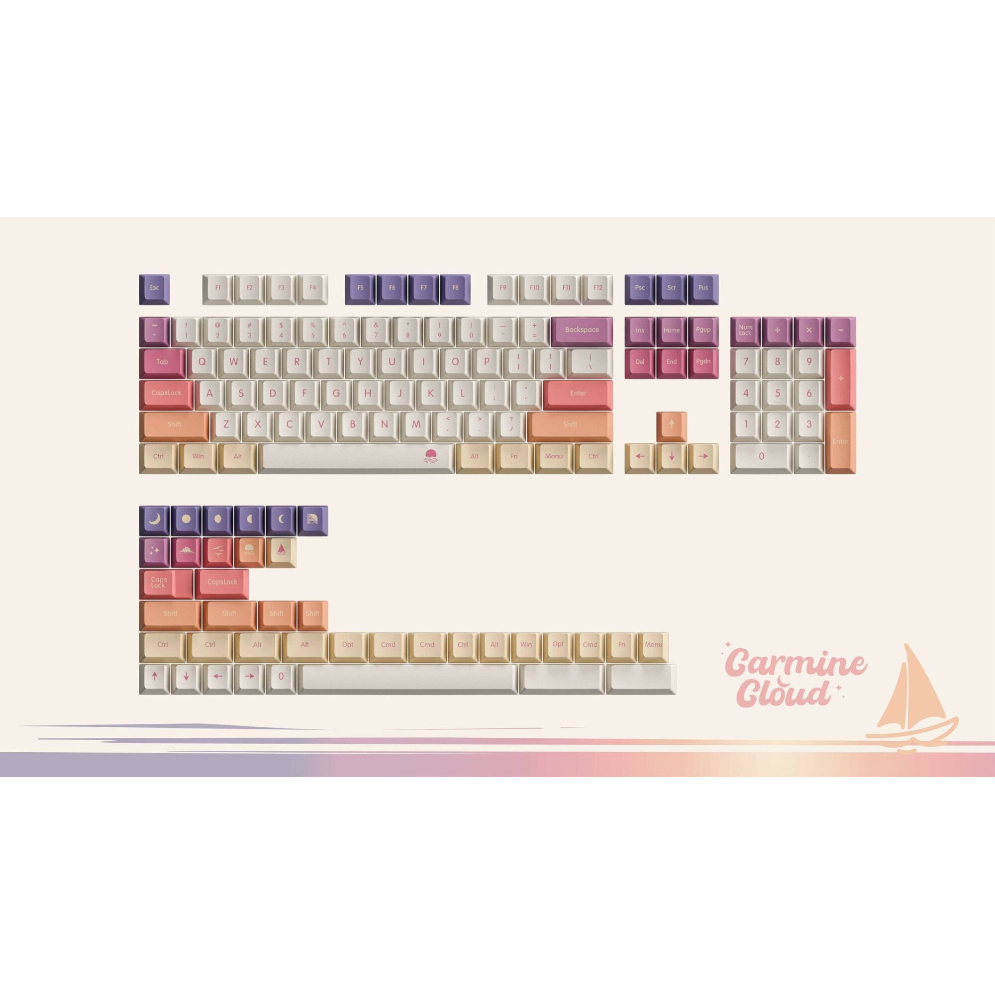 Nuphy Gombkészlet Carmine Cloud Cherry Profile Dyesub PBT Keycaps