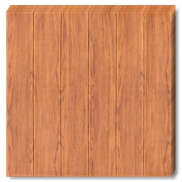 Set 10x Tapet Panou 3D Teno®, Model Lemn, suprafata acoperire 4.9 mp, autoadeziv, waterproof, usor de montat, design modern, 70x70 cm, portocaliu