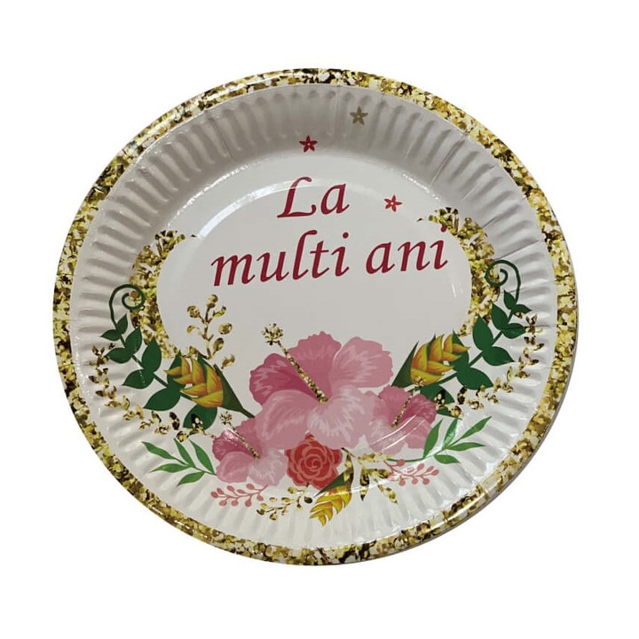 8db gyerek party tányér készlet, orchidea rózsaszín, 18 cm