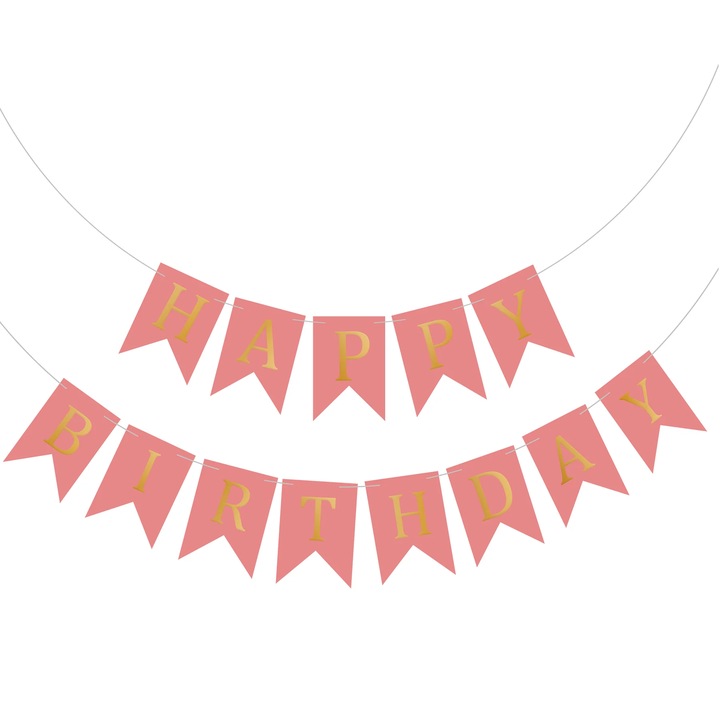 Set 20 baloane 30cm, Banner Happy Birthday Roz 12 x 17 cm