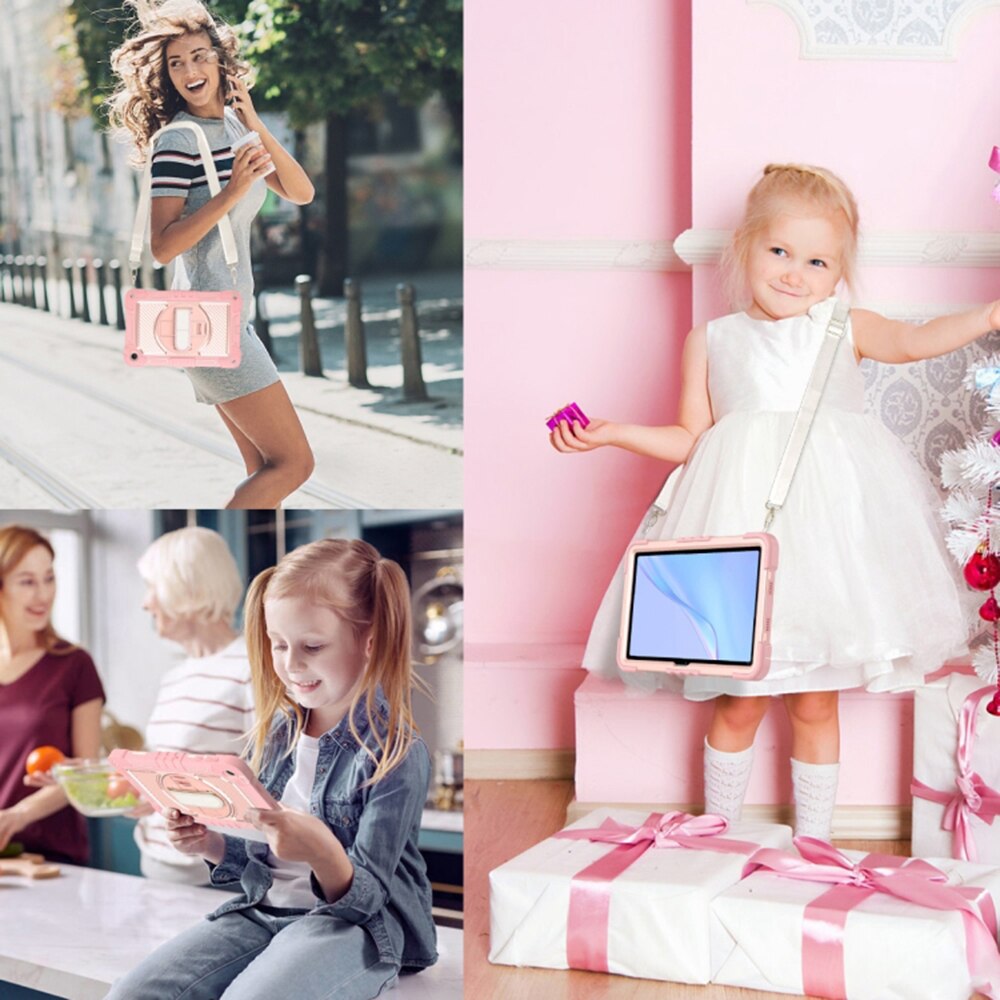 Husa Protectoare pentru Tableta Huawei MatePad SE 10.4, Precision Shell, StripeShell, V61, PC, Soft Rose