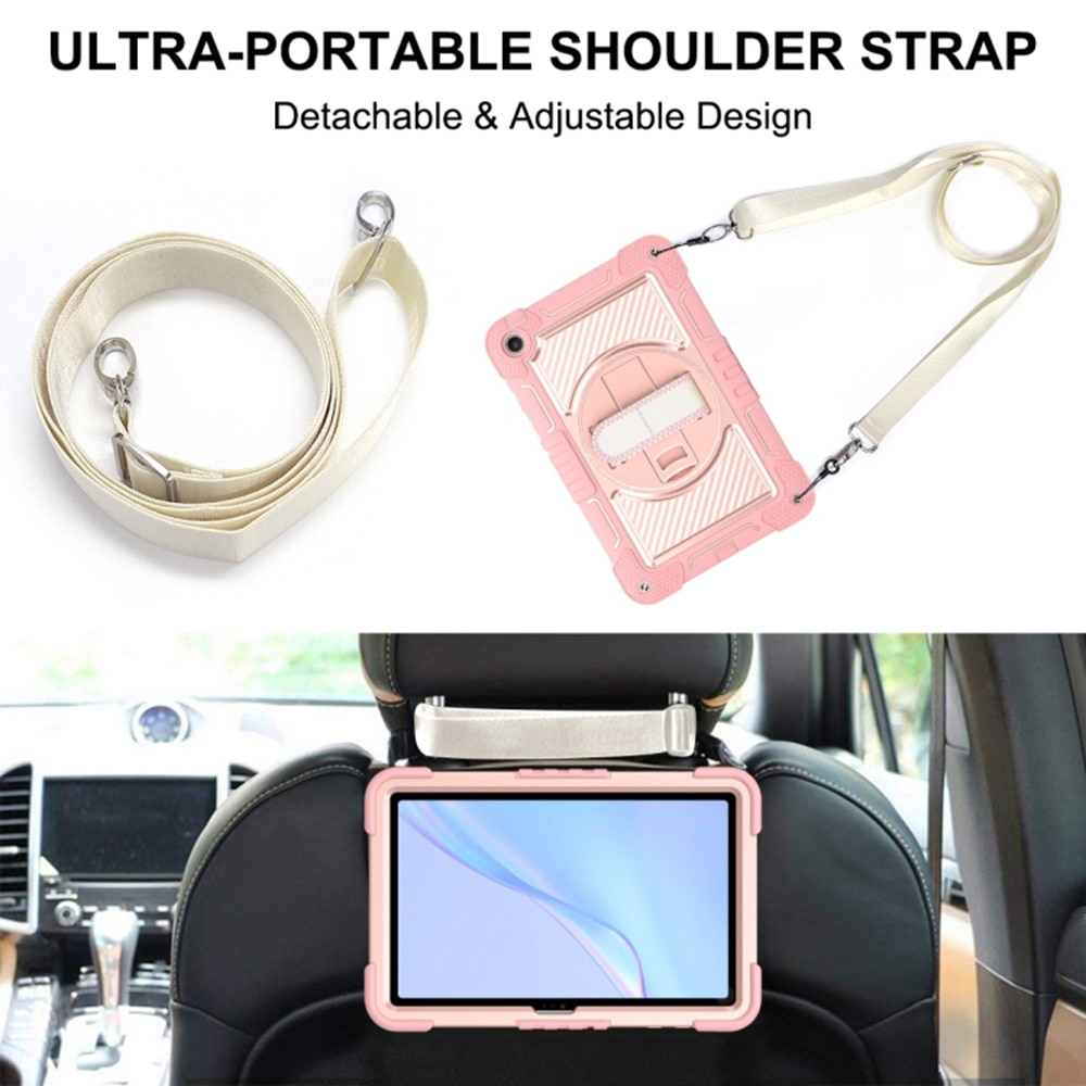 Husa Protectoare pentru Tableta Huawei MatePad SE 10.4, Precision Shell, StripeShell, V61, PC, Soft Rose