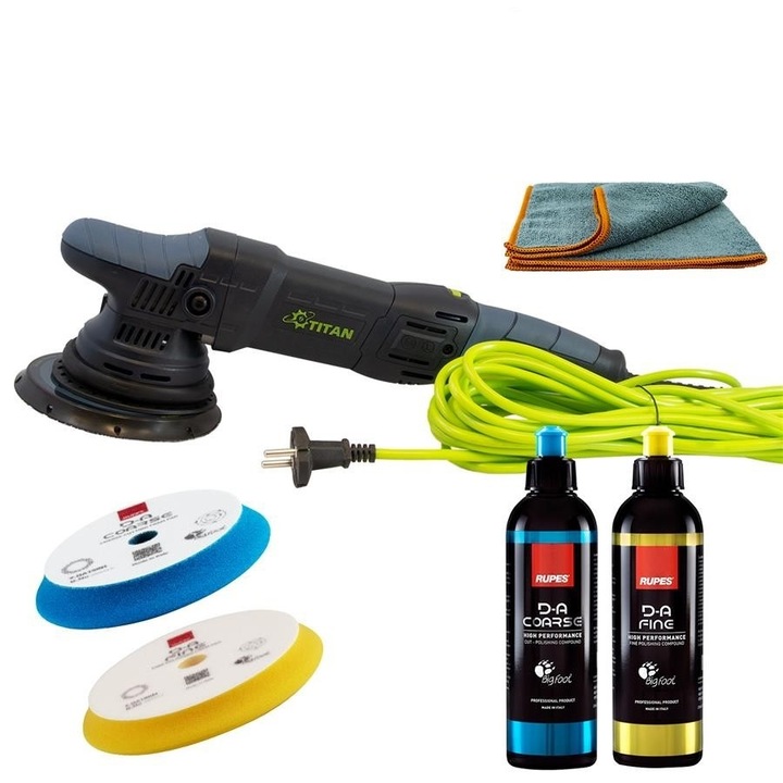 Masina polish excentric TITAN TDA21-2, set paste rupes, da coarse, da fine, 1l