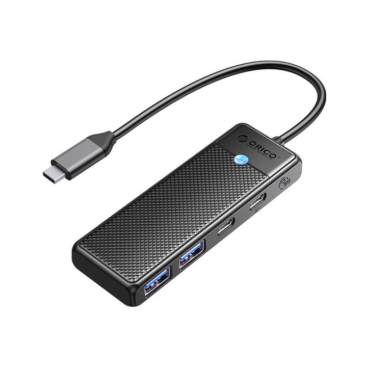4в1 хъб Orico, USB-A 3.0 x2 + Type-C 3.0 x1 + PD 100W x1