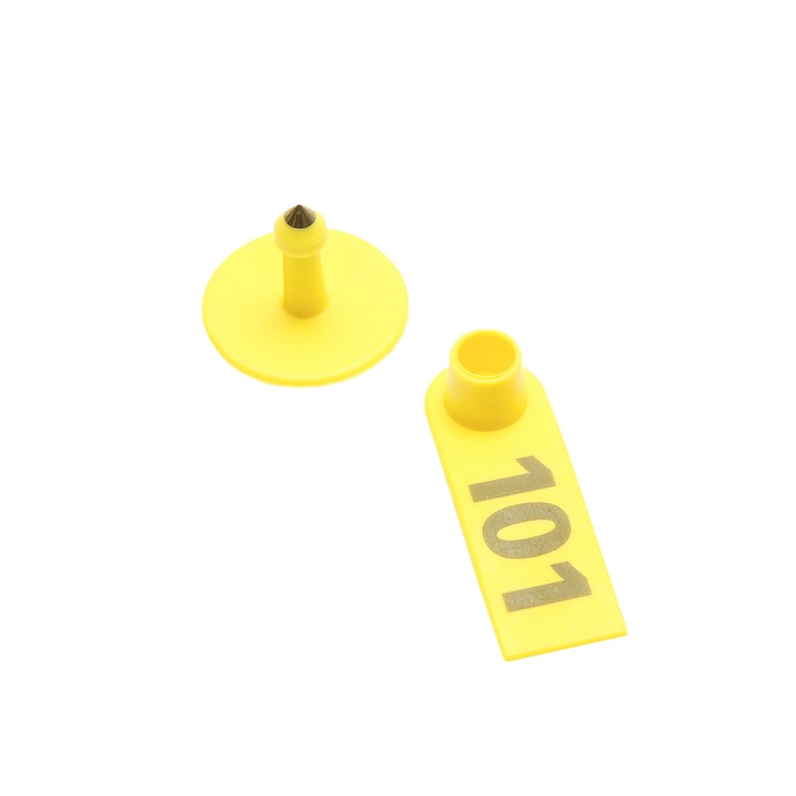 Set 100 crotalii numerotate 101 -200 galbene pentru capre, oi Breckner Germany