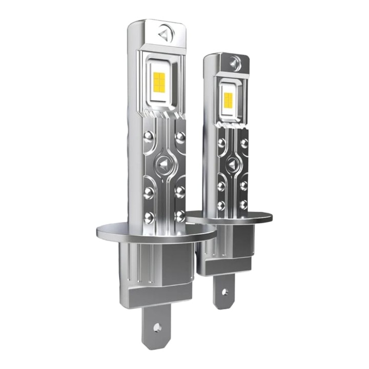 H1 LED Fényszóró Izzókészlet 2 Db, AutoREY®, 55W Teljesítmény, CSP Technológia, 16000 Lumen, 6000K Hidegfehér Fény, Kábel Nélkül, 360° Szög, Plug and Play, Alacsony Fogyasztás, Vízálló, 12V, Tartós Használat