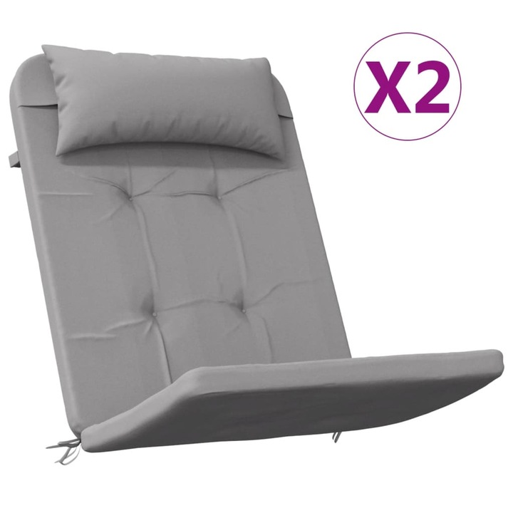 Perne pentru scaun Adirondack vidaXL, 2 buc, gri, textil oxford, 2.5 Kg