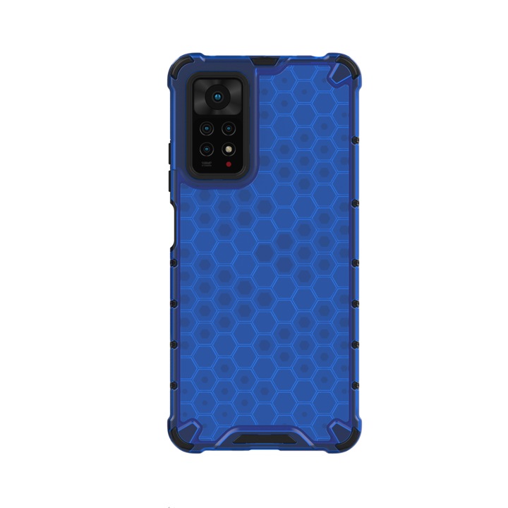 Husa protectoare Honeycomb Armor, Albastru, pentru Xiaomi Redmi Note 11 si Redmi Note 11s: Protejeaza-ti telefonul in stil
