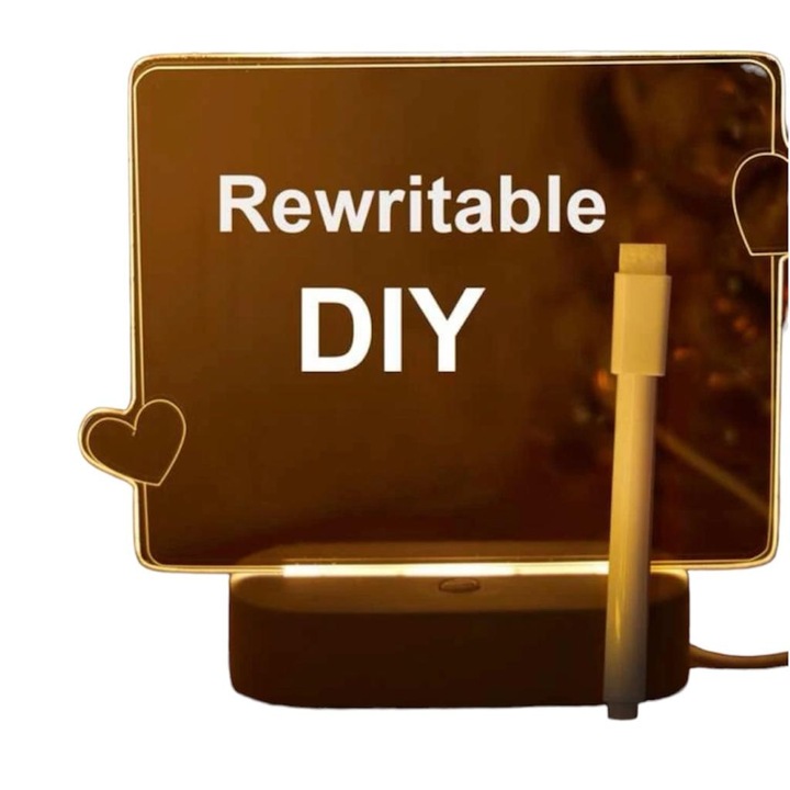 Lampa de veghe, decorativa multicolora, 3D, cu nota, cu alimentare USB, Lumina Ambientala, Dormitor, Camera Copiilor