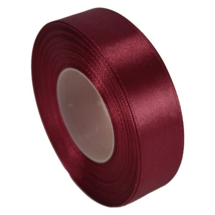 Panglica satinat latime 2 cm 1 rola 22.9 m rosu inchis