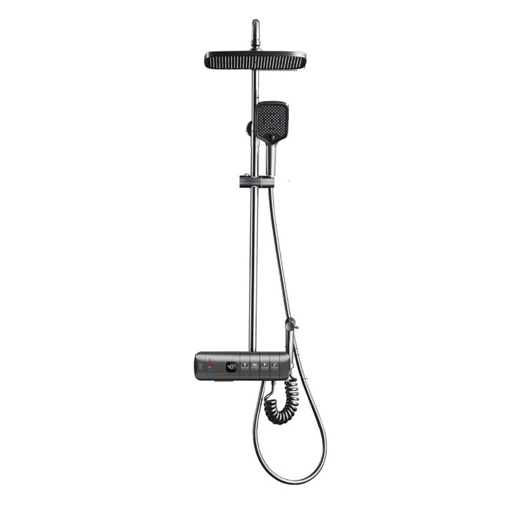 Coloana de dus termostatata cu 4 functii de curgere, display digital hidroelectric, gri antracit, Top Ceramic 509GM