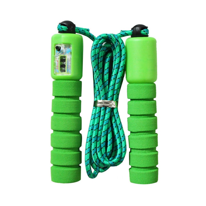 Coarda De Sarit Cu Cronometru, Lungime Ajustabila, Verde