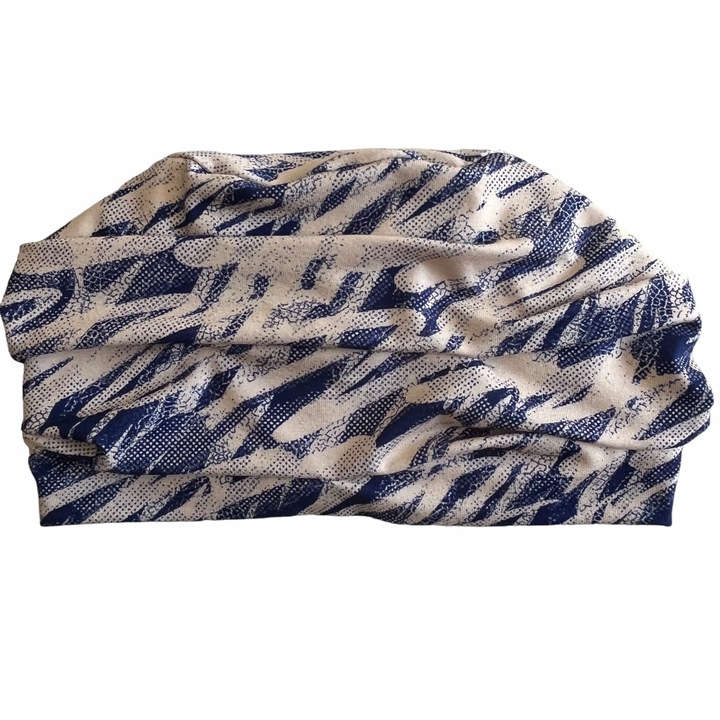 Turban pentru femei, Viscoza, Marime universala, Albastru/Alb