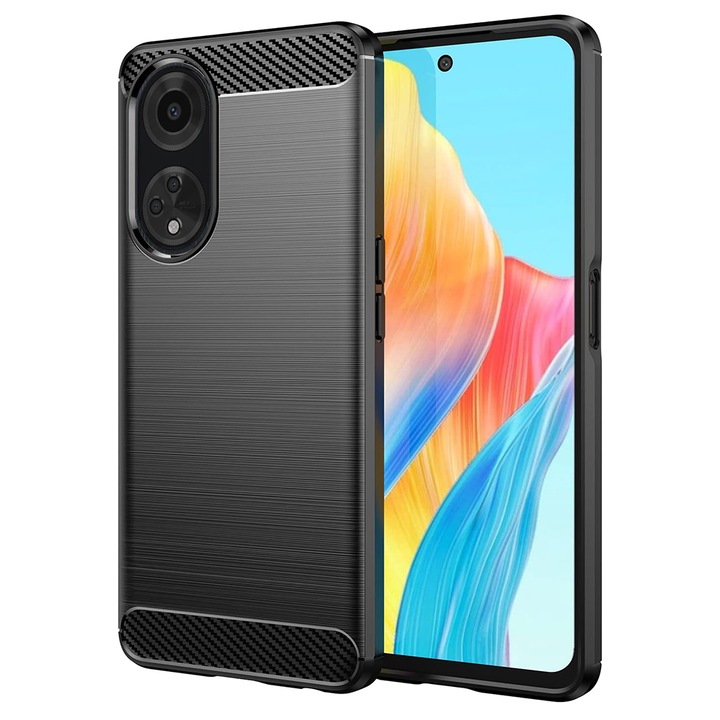 Кейс за Oppo A98, Techsuit Carbon Silicone, черен