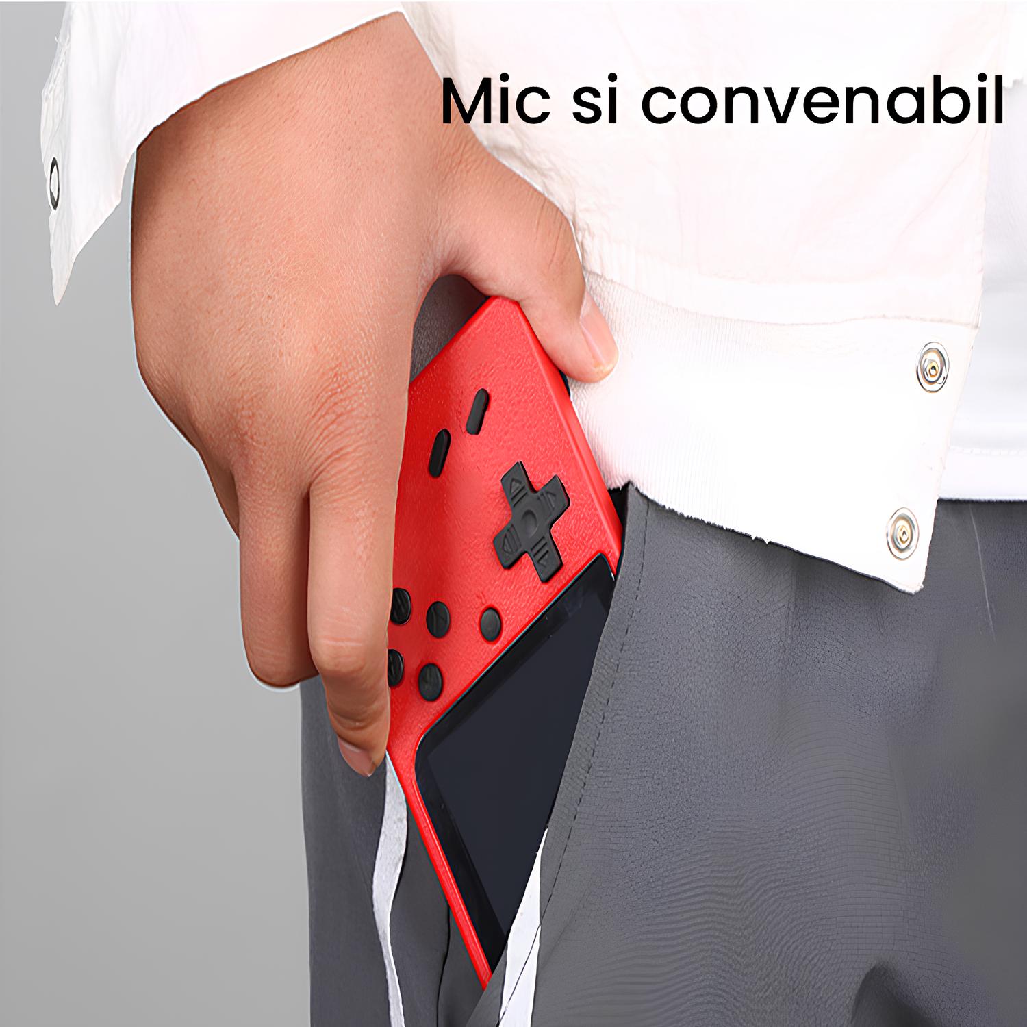 Consola de Jocuri Retro, 400 de jocuri, Suport pentru 2 jucatori si accepta conexiunea TV, retro, 1020 mAh, Sundiguer, Rosu