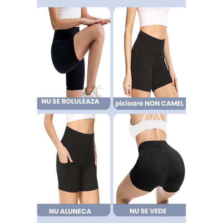 Noi sport rovidnadrag oldalzsebekkel, Sundiguer, polieszter, fekete, Fekete