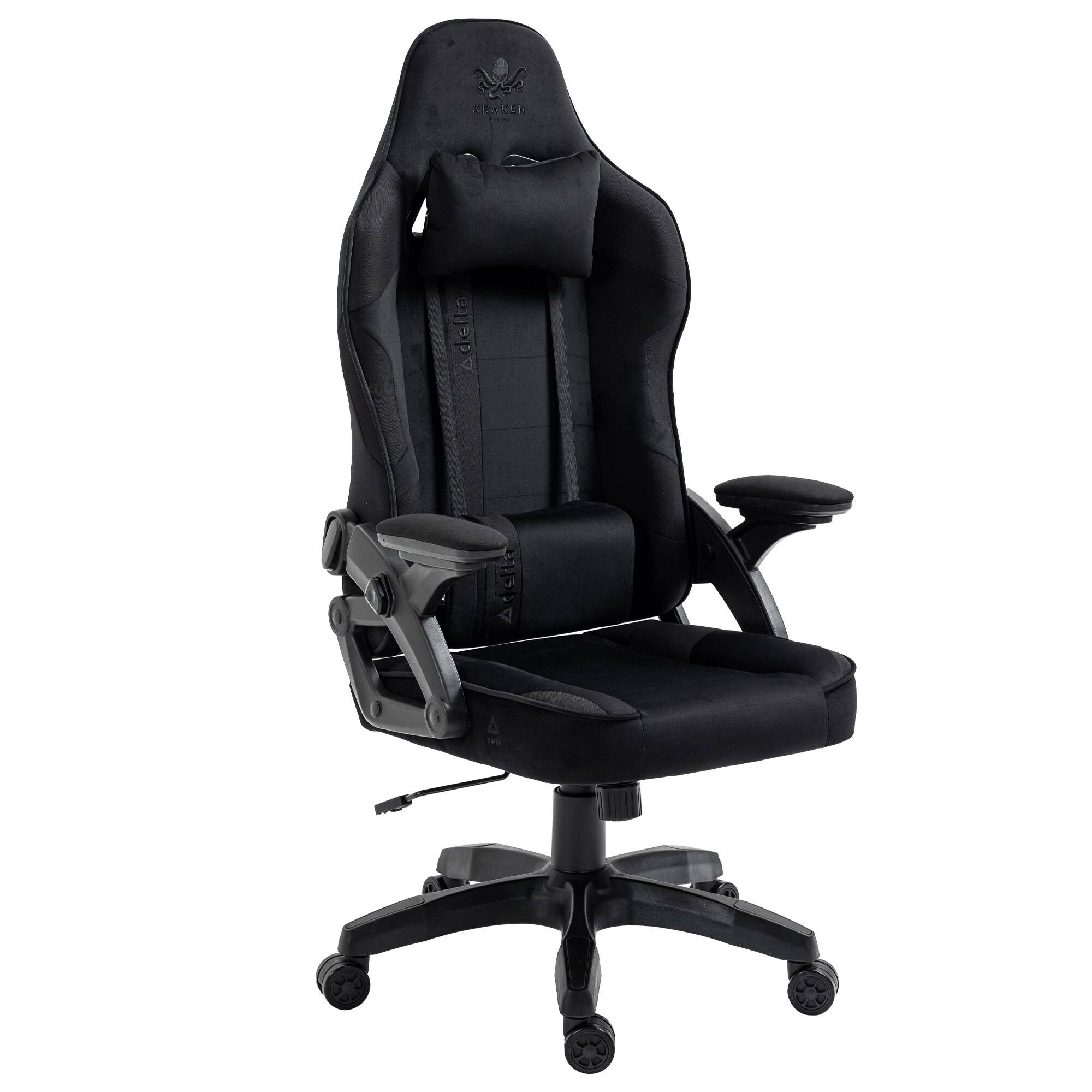 Scaun gaming JUPITER, Kraken, Catifea/Tesatura, 130kg, Negru