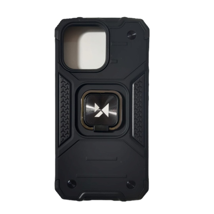 Husa protectie pentru iPhone 13 Pro, Bumper Ring armor kickstand, Negru - Husa ultra-performanta cu suport Bumper Ring armor kickstand pentru iPhone 13 Pro, disponibila in Negru