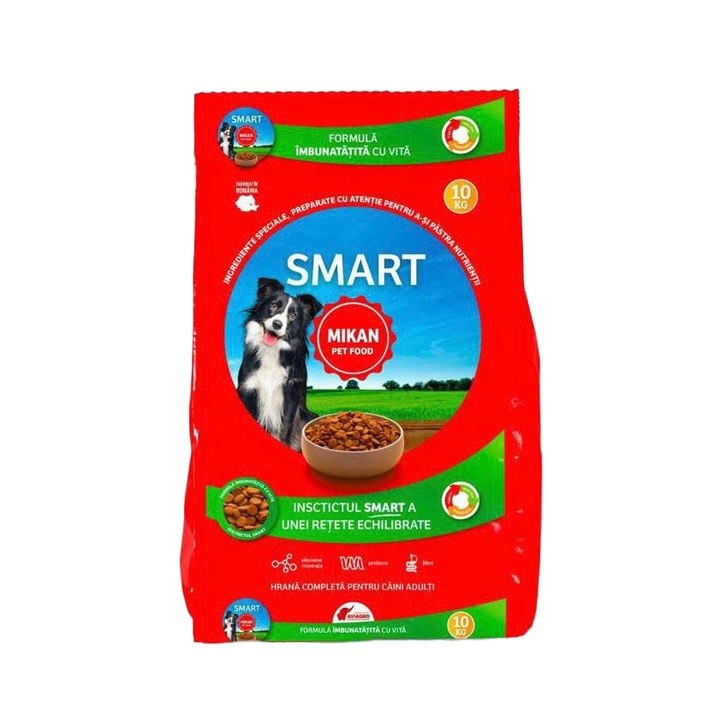 Hrana MIKAN Smart adult cu vita pentru caini 10 Kg