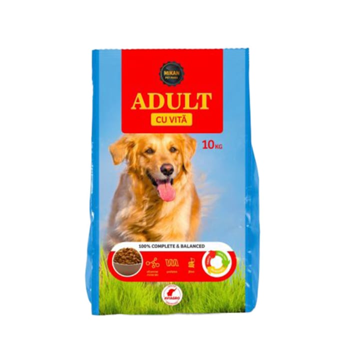 Hrana uscata completa pentru caini MIKAN adult cu vita 10KG