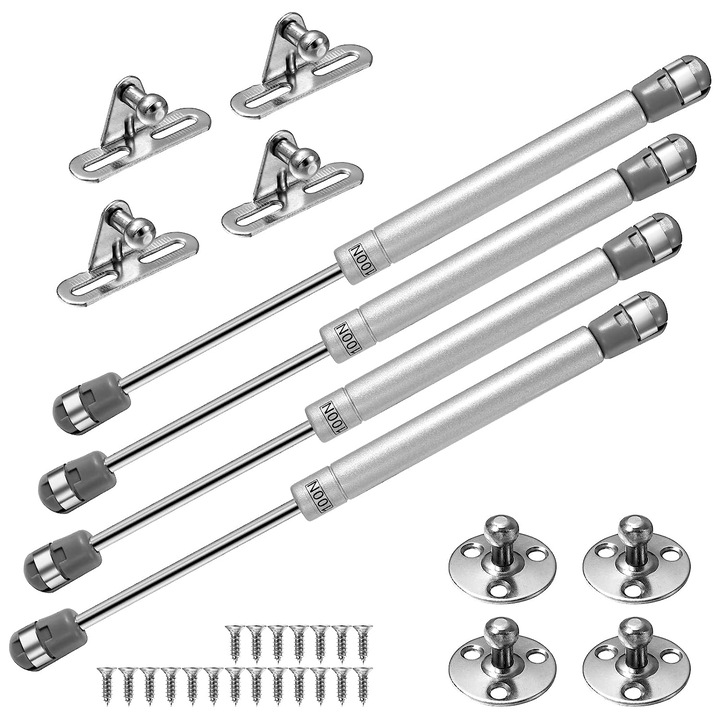 Set 4 piston gaz, GOGOU®, pentru ridicare usi cu amortizare la inchidere, 100N, gri