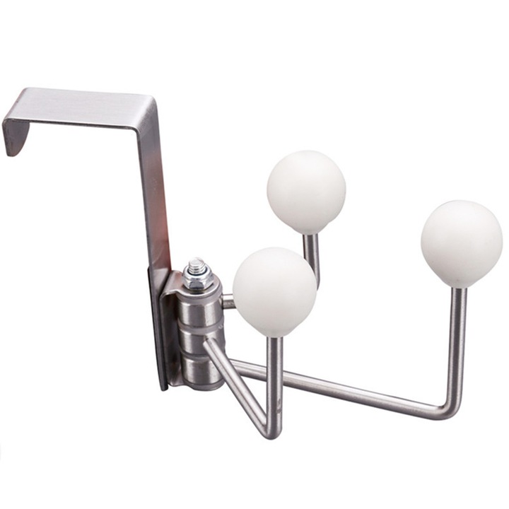 Cuier metalic pentru usa, GOGOU®, cu 3 carlige, Potrivit pentru o latime maxima a usii de 4,2 cm, Argintiu