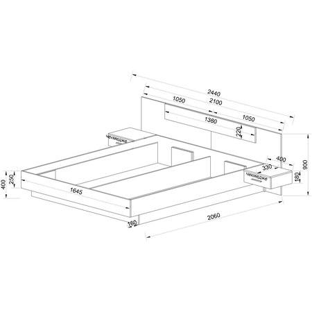 Pat Irim Aston, 244x165 cm, saltea compatibila 160x200