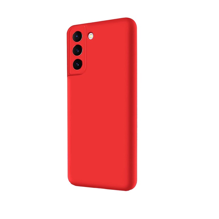 Husa protectie compatibila cu Samsung Galaxy S22, slim, silicon Rosu, cu interior de catifea, protectie camera, PlanetPhone