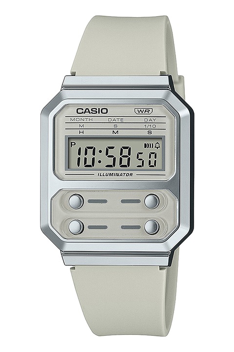 Casio, Унисекс часовник с каишка от смола, Бледозелен