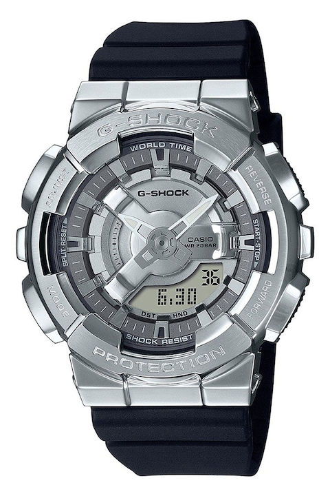 Casio, Часовник G-Shock със смесен дисплей, Сребрист, Черен