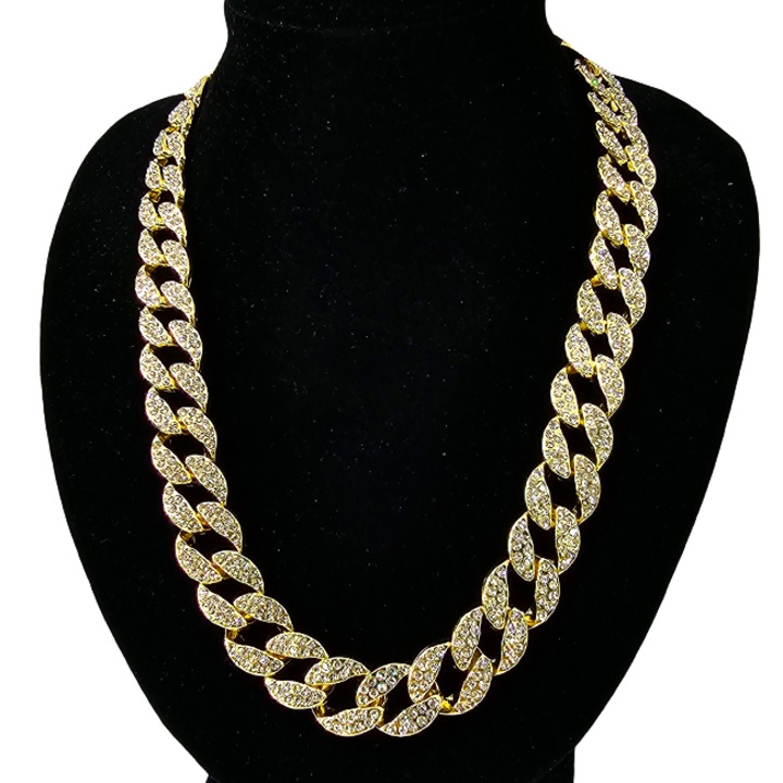 Colier inox Hip Hop Heavy, unisex, cu pietre semipretioase, Velve, Lungime 45 cm, Auriu, 45 CM