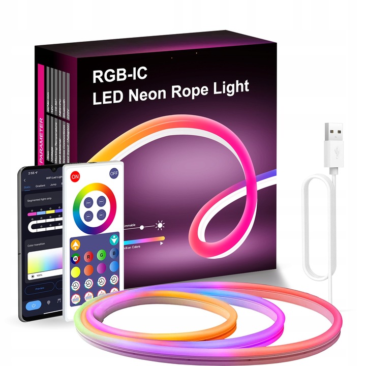 LED szalag távirányítóval, Bluetooth, 3m, 20W, Multicolor