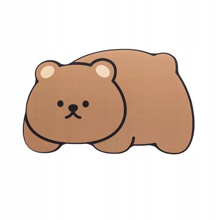 Covoras de baie, Model ursulet, Piele ecologica, Anti-alunecare, 60 x 40 cm, Maro