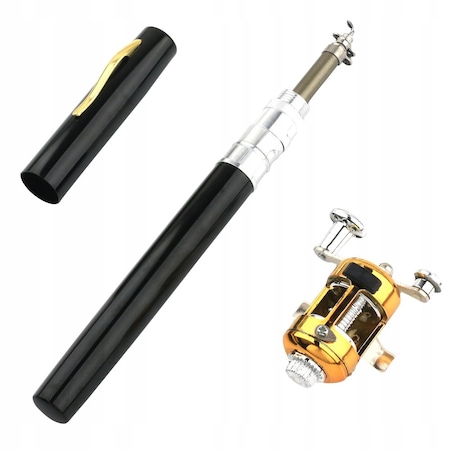 Set pentru pescuit cu undita telescopica, 96cm, Negru/Argintiu