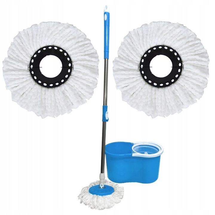 Set mop cu galeata si 2 rezerve, Plastic, 110 cm, Multicolor