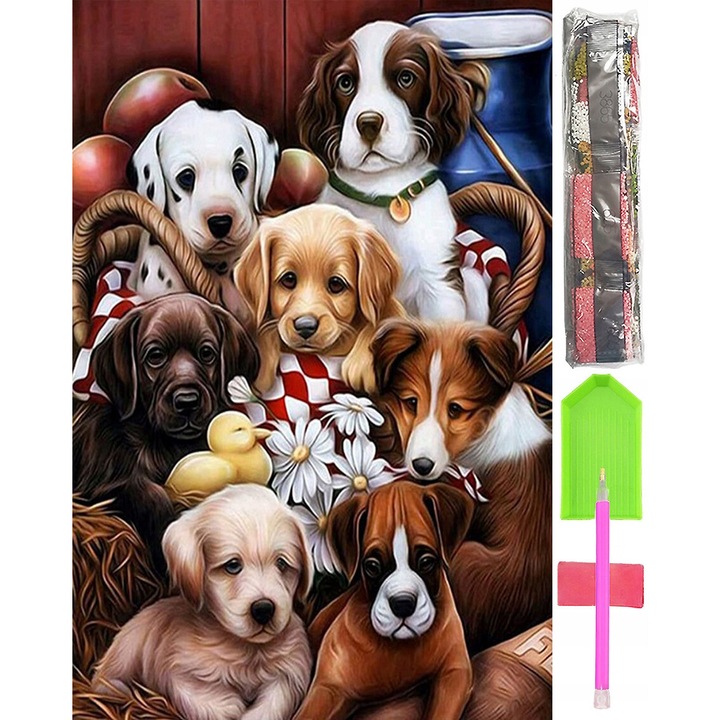 Mozaika 5D, model D57, set complet, 40x60cm, pisici