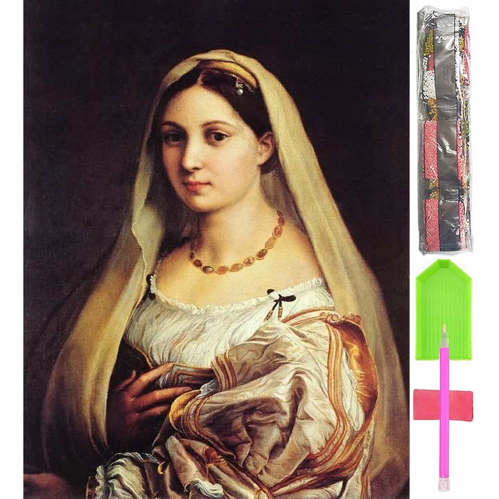 Set broderie cu diamante 5D, Portret, 40 x 60 cm, Multicolor