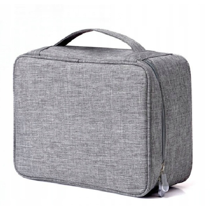 Kábel/töltőtáska, poliészter, 28x21x10 cm, szürke
