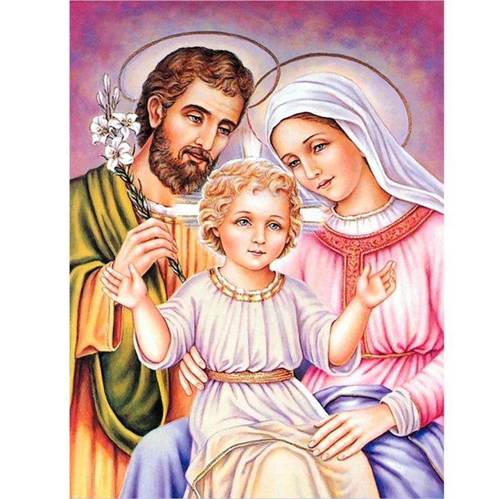 Set de broderie cu diamante 5D, Familie, 4+, 40 x 60 cm, Multicolor