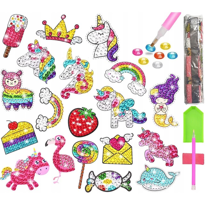 Set mozaic broderie cu diamante 5D, multicolor, +3 ani