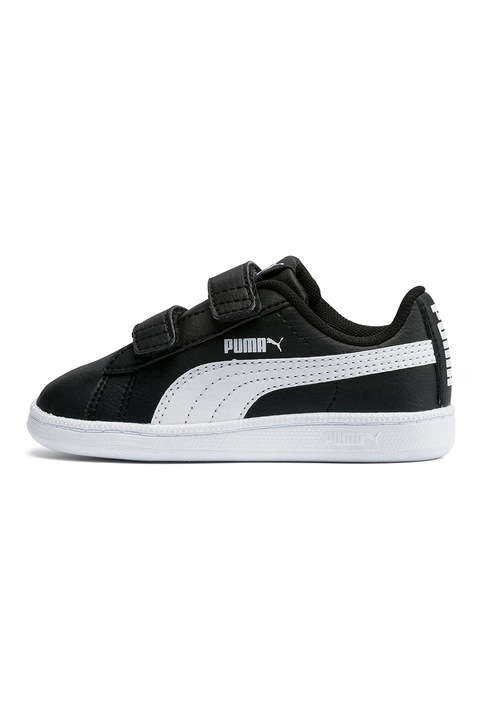 Puma, Pantofi sport de piele ecologica cu velcro Up, Alb/Negru