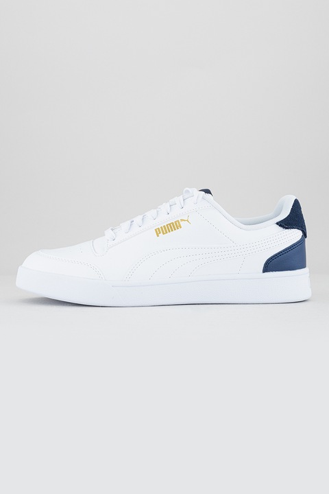 Puma, Pantofi sport de piele ecologica Shuffle, Albastru ultramarin/Alb murdar