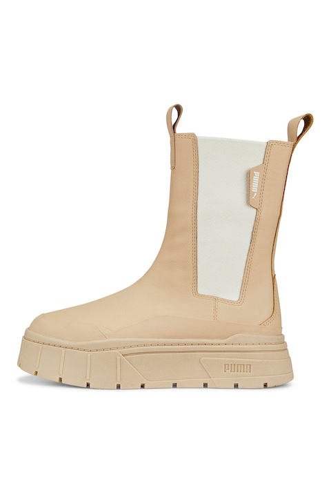 Puma, Кожени ботуши Mayze Stack Chelsea с текстил, Бежов