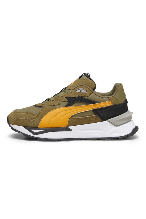 Puma, Pantofi sport cu garnituri din piele intoarsa Mirage, Portocaliu/Kaki, 40