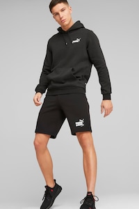 Puma, Hanorac cu buzunar kangaroo Essentials+, Negru, Alb, L