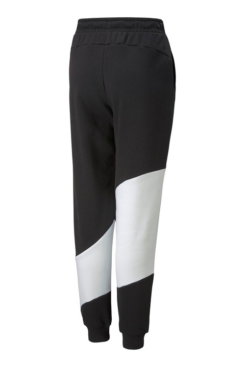 Puma, Pantaloni sport cu model colorblock Power Cat, Negru, Alb, 176 CM