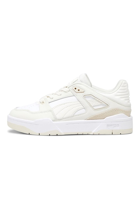 Puma, Pantofi sport de piele ecologica si piele Slipstream Selflove, Alb murdar/Bej deschis