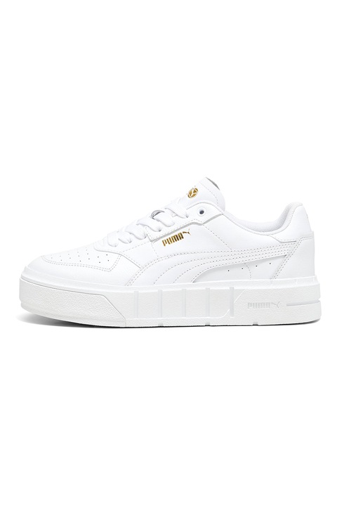 Puma, Pantofi sport de piele si piele ecologica Cali Court, Alb optic