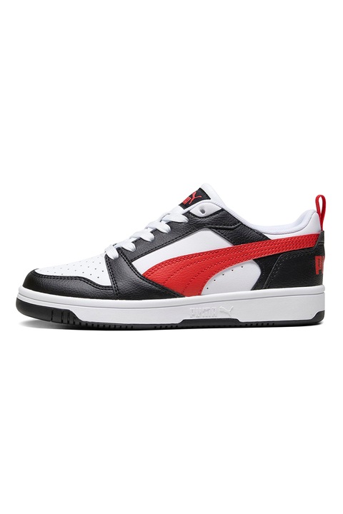 Puma, Pantofi sport Rebound V6 din piele ecologica, Rosu/Alb/Negru